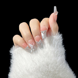 <span class=keywords><strong>Faux</strong></span> ongles en résine à couverture intégrale, forme amande, longue durée, effet papillon, style avancé, pour un look tendance - Product Image 4