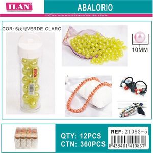 Perline Ilan Abalorio 10mm verde chiaro per la creazione di gioielli, 12 pezzi per tubo - Product Image 3