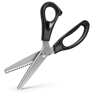 Ciseaux dentelés en acier inoxydable de qualité industrielle, pour couture, broderie, tailleur, manche ABS noir, 23,5x8,5cm, personnalisables - Vente chaude - Product Image 1
