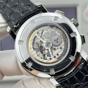 Custom Limited Edition <b>Automatic</b> Gear <b>Chronograph</b> Moon Phase Watch Silver Case Black Leather Strap Men High End Luxury - Product Image 5