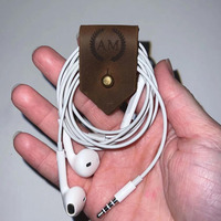 Organisateur de câbles en cuir Crazy Horse vintage, porte-câbles en cuir personnalisé, support pour câbles et écouteurs, accessoires, clips pour câbles