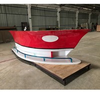Nouvelle conception 2026 : Ensemble de meubles de bar en bois blanc et rouge, comptoir de bar en forme de bateau, décoration d'intérieur, table de bar