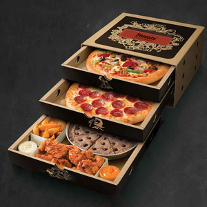 Caja de embalaje de cartón corrugado de color personalizado de fábrica, caja de embalaje de tres cajones para comida 6 9 12 14 16 18 pulgadas para pizza y sushi - Product Image 4