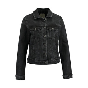 Chaqueta Vaquera Extra Grande para Mujer, Lavado Medio, Ecológica, Transpirable, con Detalles Desgastados, Bolsillos con Solapa en el Pecho, Estilo Urbano, Algodón - Product Image 1