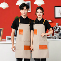 Tablier de travail en toile sans manches, imperméable et durable, avec logo personnalisable pour le personnel des cafés, salons de thé et restaurants