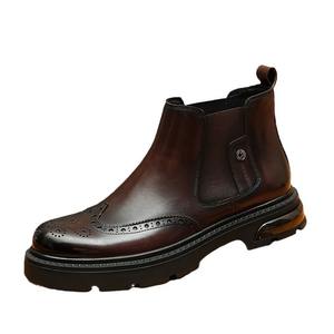 Nouvelles chaussures en cuir véritable tendance, bottes de travail, bottes décontractées classiques pour hommes - Product Image 5