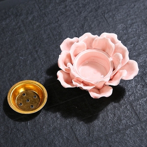Brûleur d'encens créatif en céramique, forme de fleur de lotus islamique arabe, brûleur d'encens en métal, porte-bougie en céramique pour bougie chauffe-plat, pour intérieur - Product Image 4