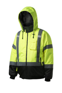 Hi-vis – vêtements de sécurité réfléchissants d'hiver, Oxford PU enduit <span class=keywords><strong>veste</strong></span> de circulation isolée imperméable Bomber de sécurité - Product Image 4