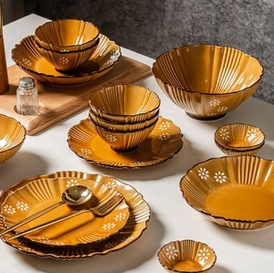 Japonés emperatriz Luz de lujo avanzado Sentido de cerámica vajilla alto nivel de apariencia hogar tazón plato conjunto ensaladera - Product Image 4