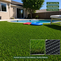 Gazon synthétique à poils ultra-courts de 1,0 po pour l'aménagement autour de la piscine et les allées de patio, gazon artificiel antidérapant haute densité de 25 mm
