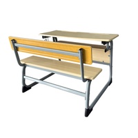Ensemble Chaise et Table Double Moderne pour Étudiants, Table en Bois Fixée avec Banc pour la Restauration et l'Éducation, Idéal pour les Collèges et Écoles