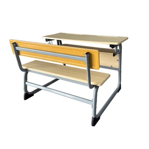 Conjunto de Mesa y Silla Doble para Estudiantes de Estilo Moderno, Mesa de Madera Fija con Banco para Comedor, Educación, Universidad y Escuela - Product Image 2
