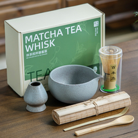 Ensemble de 6 ustensiles pour la préparation du thé matcha, fouet en bambou, support pour fouet, cuillère, bol et tapis en bambou pour débutants