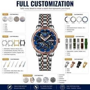 OEM Custom Logo Men's <b>Automatic</b> <b>Skeleton</b> <b>Watch</b> Wholesale 42MM Stainless Steel Hollow Dial Luxury Mechanical <b>Watches</b> - Product Image 2