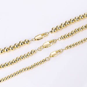 Joyería de Moda Collar de Cadena de Bolitas con Cuentas Laminadas en <span class=keywords><strong>Oro</strong></span> de Latón Chapado en <span class=keywords><strong>Oro</strong></span> de <span class=keywords><strong>14K</strong></span> al por Mayor Gargantilla de 18 Pulgadas para Mujer y Hombre - Product Image 4