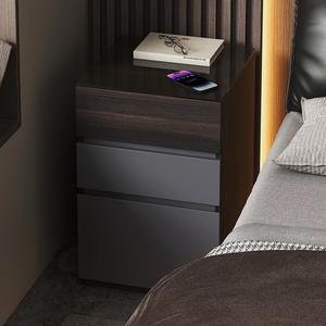 Meuble de chambre à coucher moderne, armoire de rangement rétractable, table de chevet en bois - Product Image 3