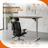Bureau debout intelligent et durable à moteur unique, construction en fer et bois, réglage automatique de la hauteur pour usage commercial