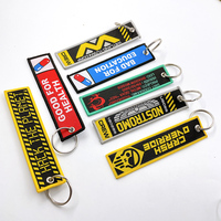 Porte-clés brodé personnalisé avec logo, double face, en tissu, avec lettres, broderie tissée, sur mesure