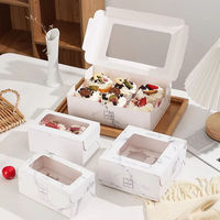 Boîte à pâtisserie en papier à motif marbré OEM ODM avec fenêtre transparente, boîte à gâteau personnalisée imprimée