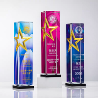 Trophée en cristal personnalisé haut de gamme, plaque en verre haut de gamme avec impression UV personnalisée, souvenir d'entreprise