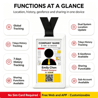 Badge de suivi d'entreprise sans carte SIM, localisation mondiale, partage de sous-compte, protection géofence, application web gratuite, carte intelligente