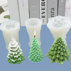 圣诞系列3D圣诞树香薰蜡烛硅胶模具DIY装饰模具
