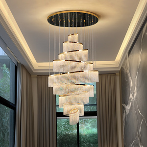 Candelabro de anillo LED de cristal de lujo moderno, luz colgante de decoración interior para vestíbulos de hotel, escaleras, villas y espacios privados - Product Image 2