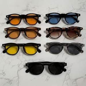 Lunettes de soleil rétro 2025 pour hommes et femmes, verres transparents dégradés océan, protection UV400, rivets, style punk rond - Product Image 2