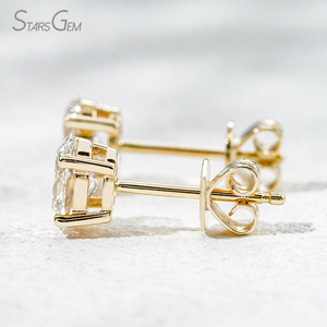 Pendientes de Diamantes Starsgem de 1 Quilate por Par, Diamante Cultivado en Laboratorio de Corte Ovalado de 0.5ct*2, Engaste de 4 Puntas, Oro de 10K - Product Image 2