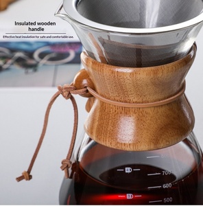 Cafetière en verre résistant à la chaleur avec poignée en bois, <span class=keywords><strong>filtre</strong></span> en acier inoxydable, pour café <span class=keywords><strong>filtre</strong></span>, avec infuseur Chemex en verre - Product Image 3