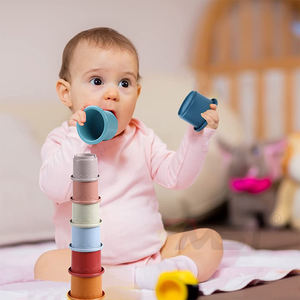 Torre de apilamiento educativa de material de paja de <span class=keywords><strong>trigo</strong></span> para niños, juguete de baño de inteligencia temprana, tazas apilables, 8 Uds. - Product Image 5