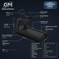 Caminadora Comercial GalaxyMaster con Motor AC de 3.0HP, Inclinación del 18%, Máquina de Correr de Alta Resistencia para Gimnasio, Grado Profesional GM-T005