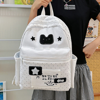 Tas Ransel Nilon Lucu Anti Air Kasual Bernapas Motif Kartun Anime Kapasitas Besar untuk Pelajar Wanita, Gaya Preppy Trendi Terbaru