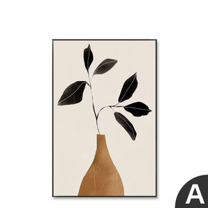 Modern Minimalist <b>Plant</b> Framed Wall Art Oil Canvas Abstract Painting Rectangle Black <b>Frame</b> Living Room Decor - Product Image 5