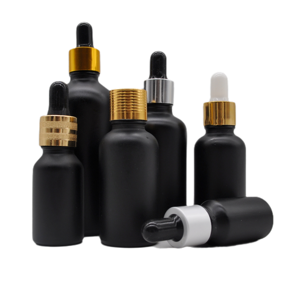 Flacon compte-gouttes en verre noir mat