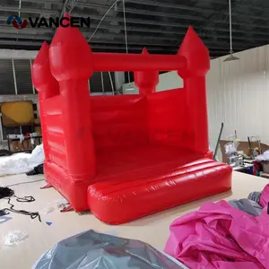 Rumah pantul mini pesta anak-anak, istana pantul putih tiup dengan blower warna merah, rumah jumper pantul untuk pesta