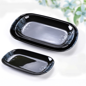 A5 Melamine Japanese Style Black Sushi <strong>Plates</strong>, Textured <strong>Rectangular</strong> <strong>Serving</strong> Trays for Restaurant, Hotel &amp; Catering, Unbreakable - Product Image 5