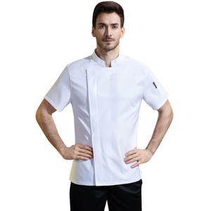 Vente en gros de logo <span class=keywords><strong>personnalisé</strong></span> <span class=keywords><strong>Veste</strong></span> de chef de cuisine unisexe à manches courtes pour restaurant <span class=keywords><strong>boulanger</strong></span> café cuisinier de cuisine Manteau de chef uniforme - Product Image 5