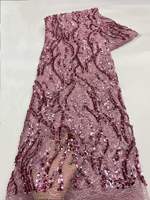 Tissu de robe de mariée et de soirée en dentelle à sequins or rose, motif vague, pour couture, livraison rapide