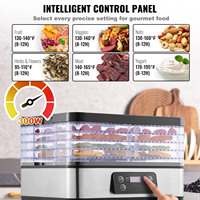 Deshidratador de Alimentos de 5 Bandejas, Deshidratador de Frutas Eléctrico de 300W, Secador de Alimentos Digital con Temporizador y Temperatura Ajustables, Certificado ETL, Color Plateado