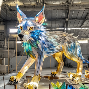 فانوس ذئب واقعي يدوي الصنع مصباح حيوان مقاوم للماء هالوني لعيد الفصح عيد الشكر عيد الأب ديكور حديقة للحفلات - Product Image 4