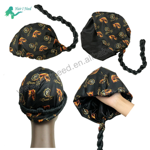 Bonnets d'enveloppe de tête doublés de satin torsadé imprimé de logo personnalisé casquette Durags <span class=keywords><strong>dreadlocks</strong></span> chapeau turban doublé de satin <span class=keywords><strong>pour</strong></span> hommes - Product Image 1