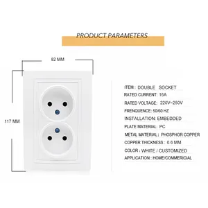 <span class=keywords><strong>Prise</strong></span> électrique européenne 16A 220V-250V, <span class=keywords><strong>prise</strong></span> double allemande, française, grecque, interrupteur mural universel - Product Image 3