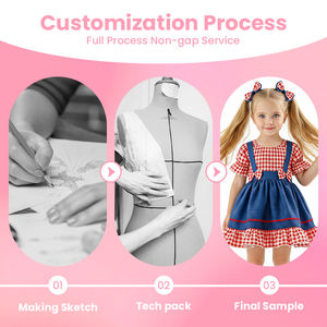 Robe en jean à carreaux <span class=keywords><strong>style</strong></span> européen pour filles, jupe rouge et blanche avec nœuds, en polyester, colorant sûr et non toxique, pour fête d'enfants et cosplay - Product Image 2