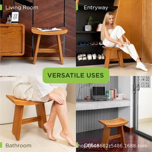 Nouveau Tabouret de Douche en Teck Grand View Realm, Banc de Salle de Bain, Utilisation Extérieure et Spa - Product Image 4