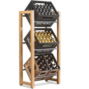 Home Bar Bottle Shelf Wooden Beverage Crate Rack Drink Crate Rack