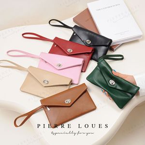 Pierre Loues Long <b>Zip</b> <b>Wallet</b> Clutch 7 Inch Large Capacity Women's <b>Wallet</b> With Wrist Strap Solid Color Brown - Product Image 2