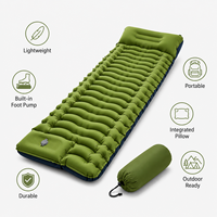 Matelas de camping gonflable ultraléger en TPU avec pompe à pied intégrée, oreiller intégré, matelas pneumatique portable, randonnée, extérieur, imperméable