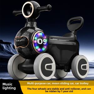 Coche de 4 ruedas de nivel básico al por mayor para niños de 1 a 3 años con música y luces, bicicleta de equilibrio, asiento cómodo para empujar - Product Image 5