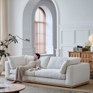<span class=keywords><strong>Canapé</strong></span> modulaire ATUNUS Nordic <span class=keywords><strong>en</strong></span> bois massif blanc beige, grand <span class=keywords><strong>canapé</strong></span> nuage doux pour salon, 2, 3 ou 4 places - Product Image 1